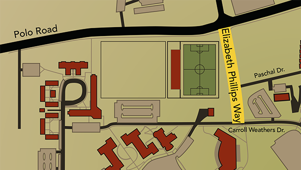 Map showing Elizabeth Phillips Way