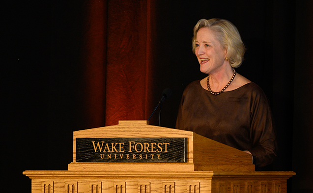 President Susan R. Wente delivers the Presidential Address on the fourth floor of the Sutton Center on Thursday, November 17, 2022. A reception followed the address.