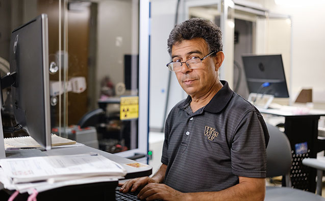 Abdou Lachgar works in this lab at Wake Forest.