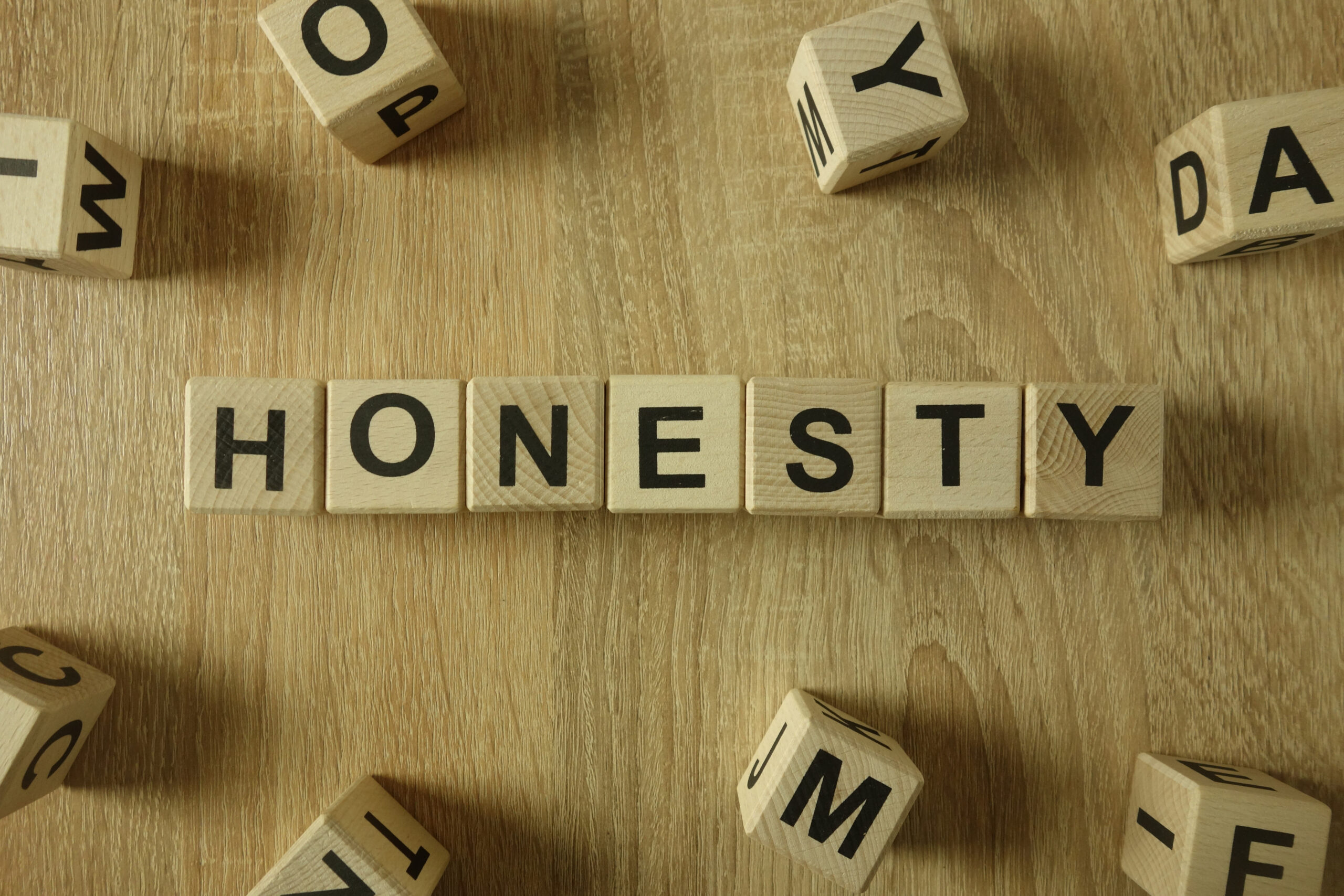 Honesty word from written blocks