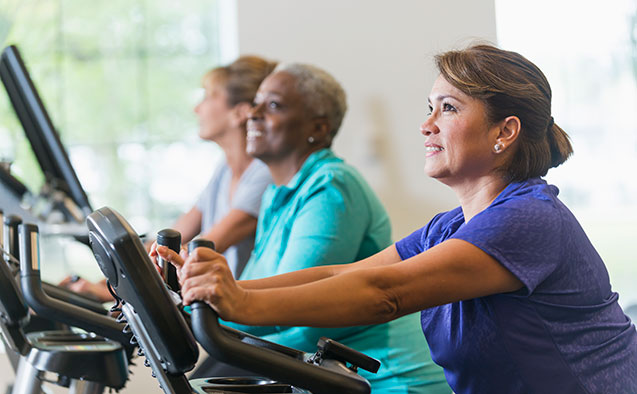 Older women working out in a gym