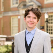 Oscar Bray standing on the Wake Forest campus.