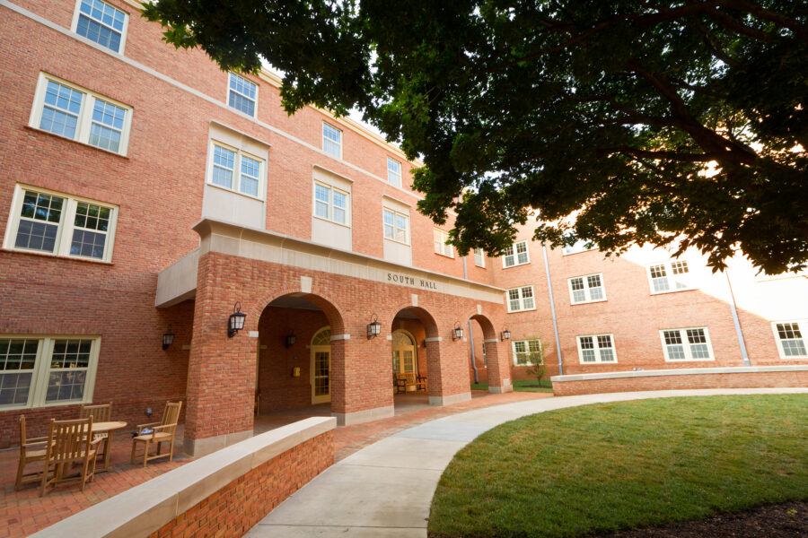 An exterior view of the new South Residence Hall on the campus of Wake Forest University on Thursday, July 29, 2010.