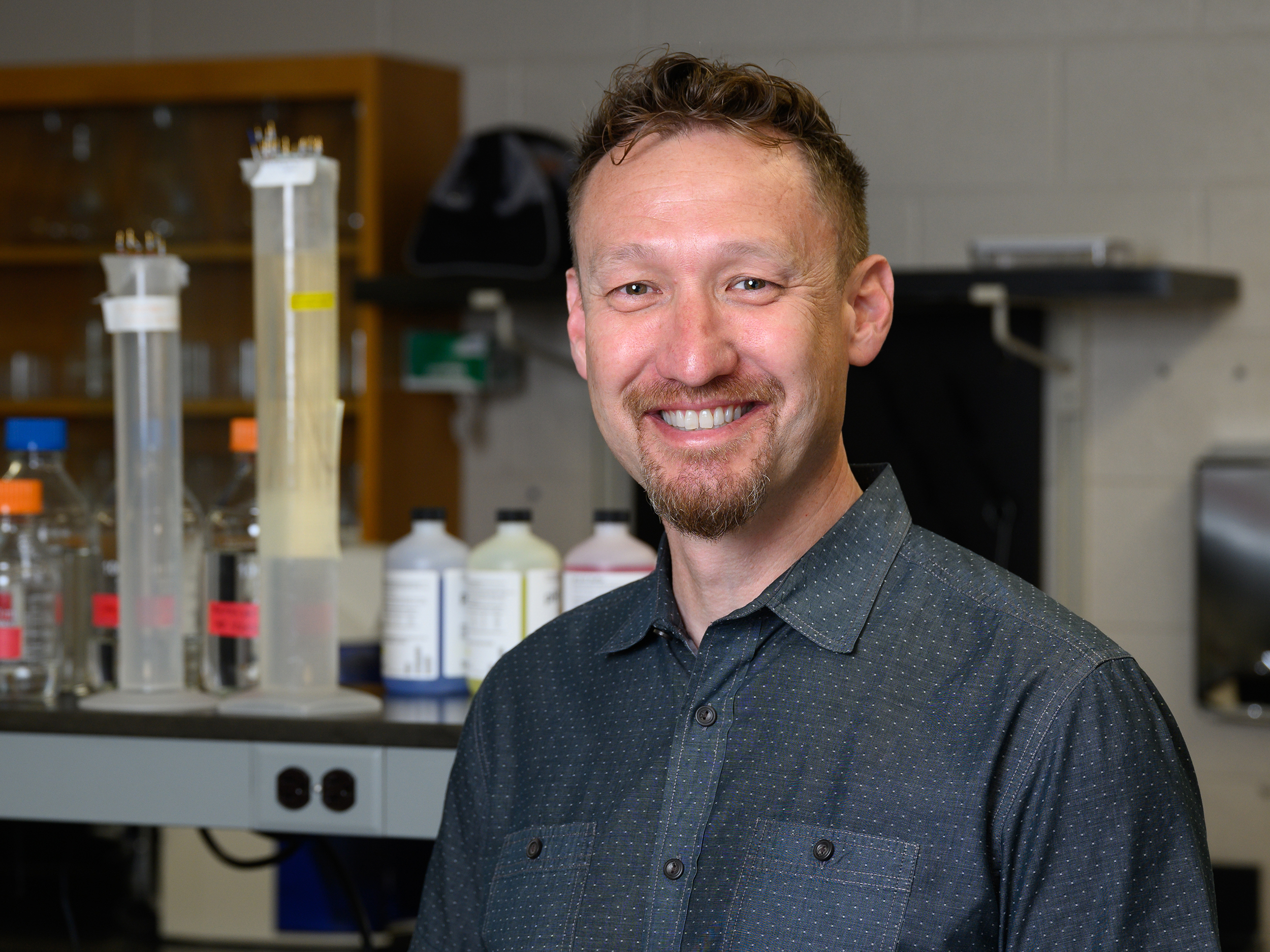 Boswell Presidential Chair of Neuroscience and Society and Wells Fargo Faculty Scholar Ken Kishida poses for portraits in his labs at the Gray Building at the Wake Forest Baptist Medical Center on Thursday, June 5, 2025.