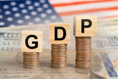 GDP blocks and flag