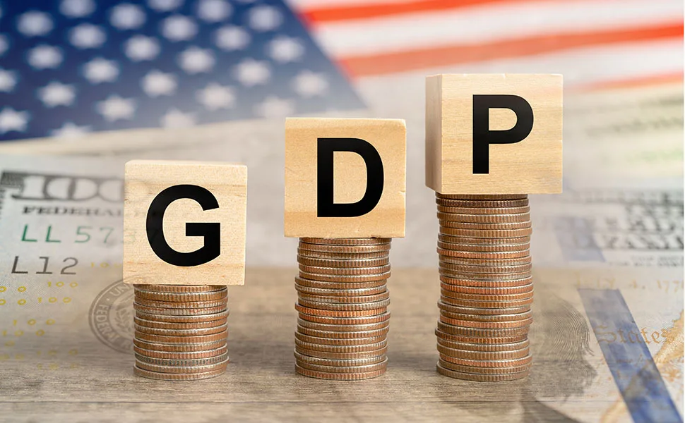GDP blocks and flag