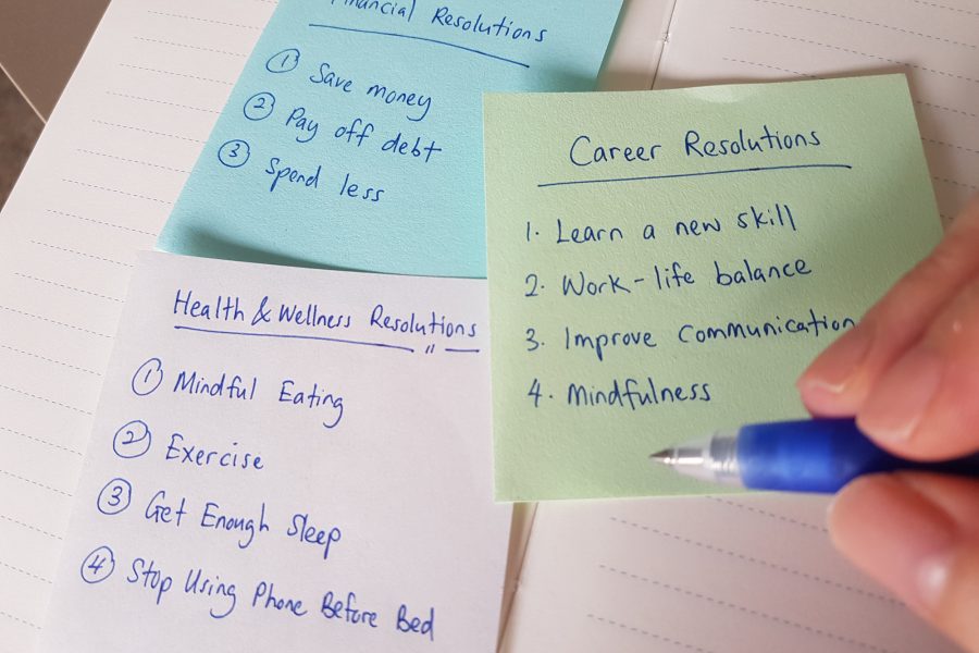 Setting new year resolutions in various  areas such as career, health and wellness and financial
