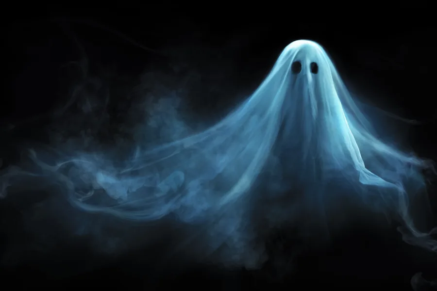 Ghost On Dark Background - Phantom Or Smoke And White Sheet Floating In The Night - Abstract Composition - Apparition