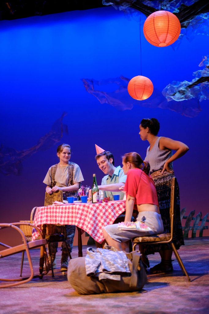 Wake Forest students Philip Kayser, Justice von Maur, Branden Cook, Anne Peyton Brothers, and Lillie Burrow star in the Wake Forest Theatre production of Spark, photographed during the final dress rehearsal on Thursday, September 22, 2016.