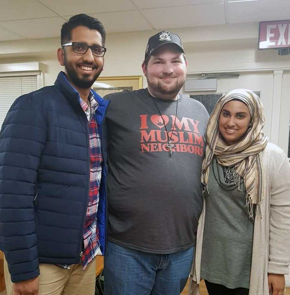 Kenly Stewart (middle), Naijla Faizi (right), Director of Muslim Life at WFU, and Muhammad Fraz Siddiqui (left), Faizi's husband and IIIT alumni