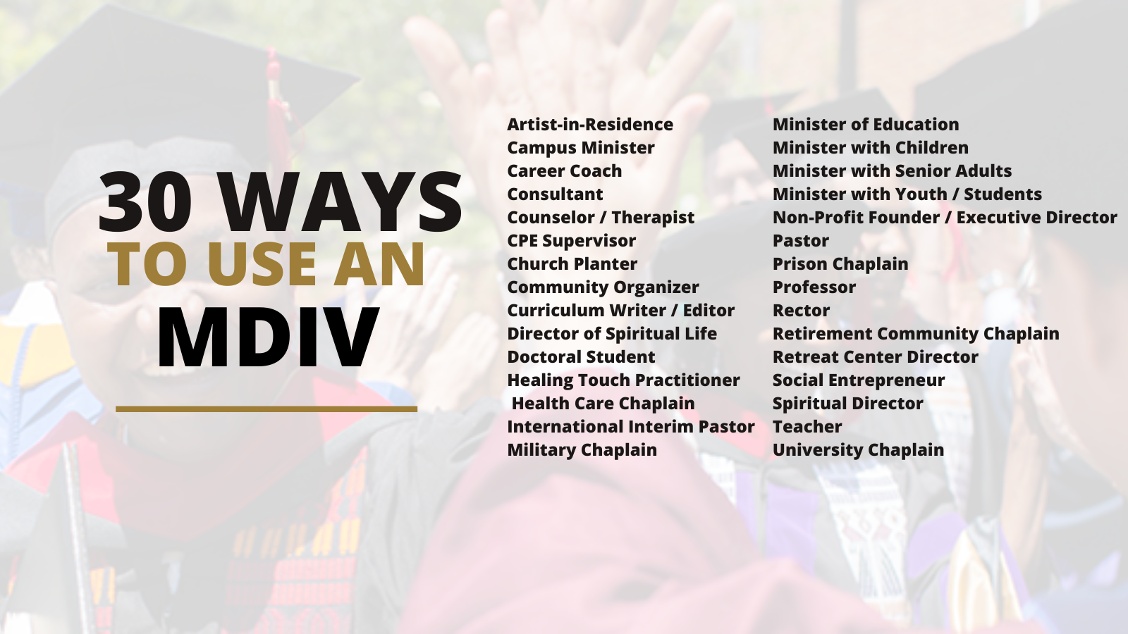 30 ways to use an MDiv