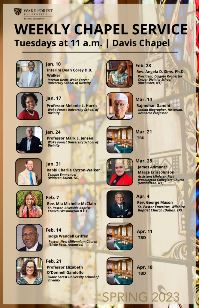 Weekly Chapel Schedule Spring 2023