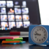 computer, video, post-its, time