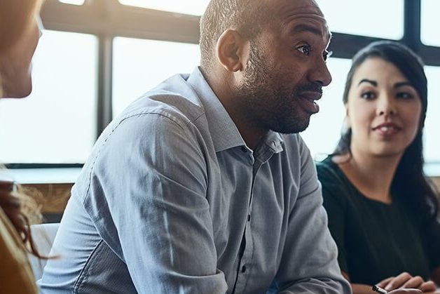 Diverse group of business professionals in a meeting