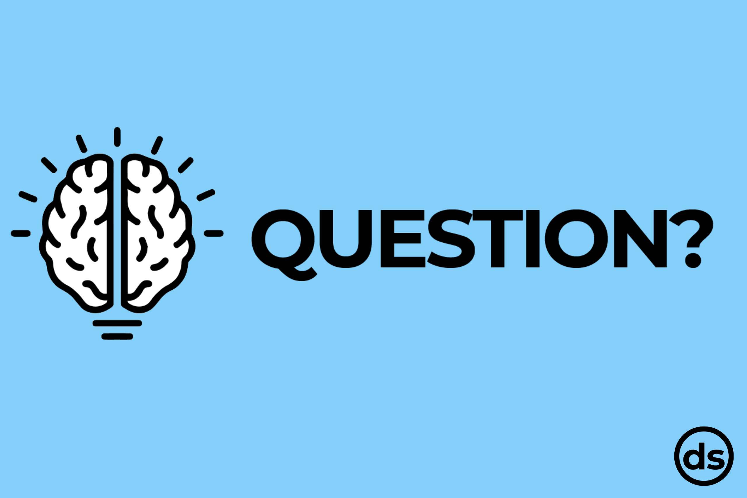 A brain as a lightbulb icon. Question?