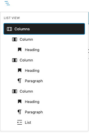 block navigation columns