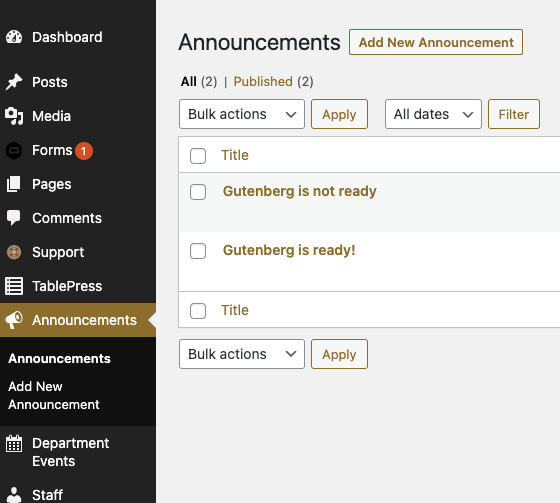 Adding an announcement example.