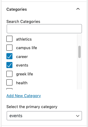 categories interface