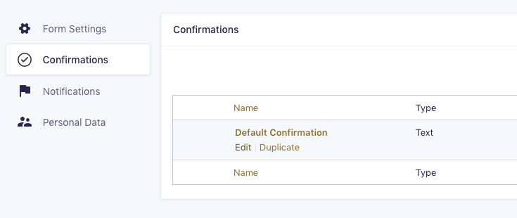 default confirmation