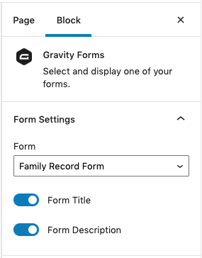 gravity form options