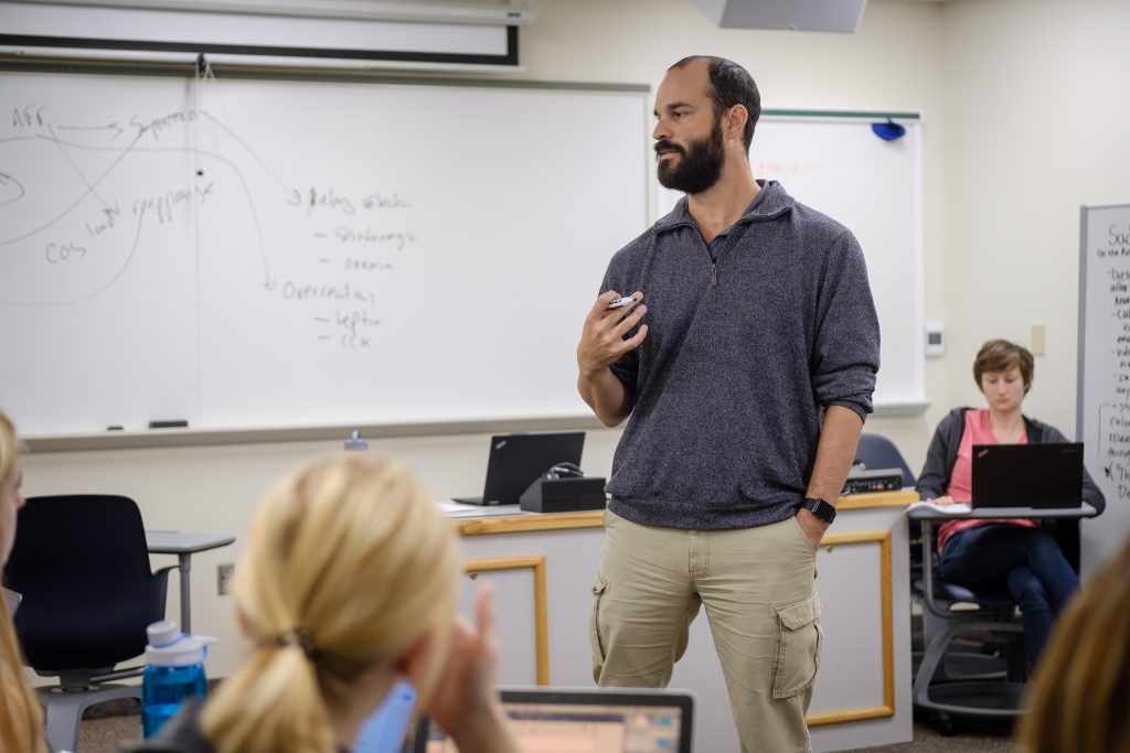 Wake Forest psychology professor teaches his class on emotions in Greene Hall on Thursday, November 30, 2017.