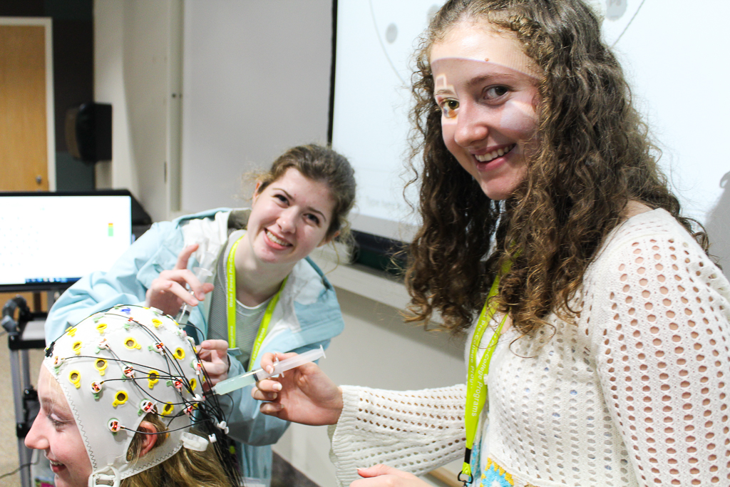 Neuroscience Institute students conducting a sensory lab experiment.