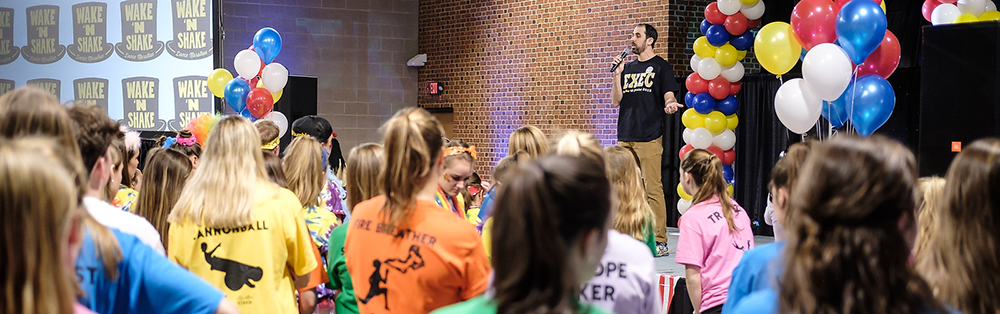 WFU students listen to the committee advisor during the Wake 'N Shake annual event.