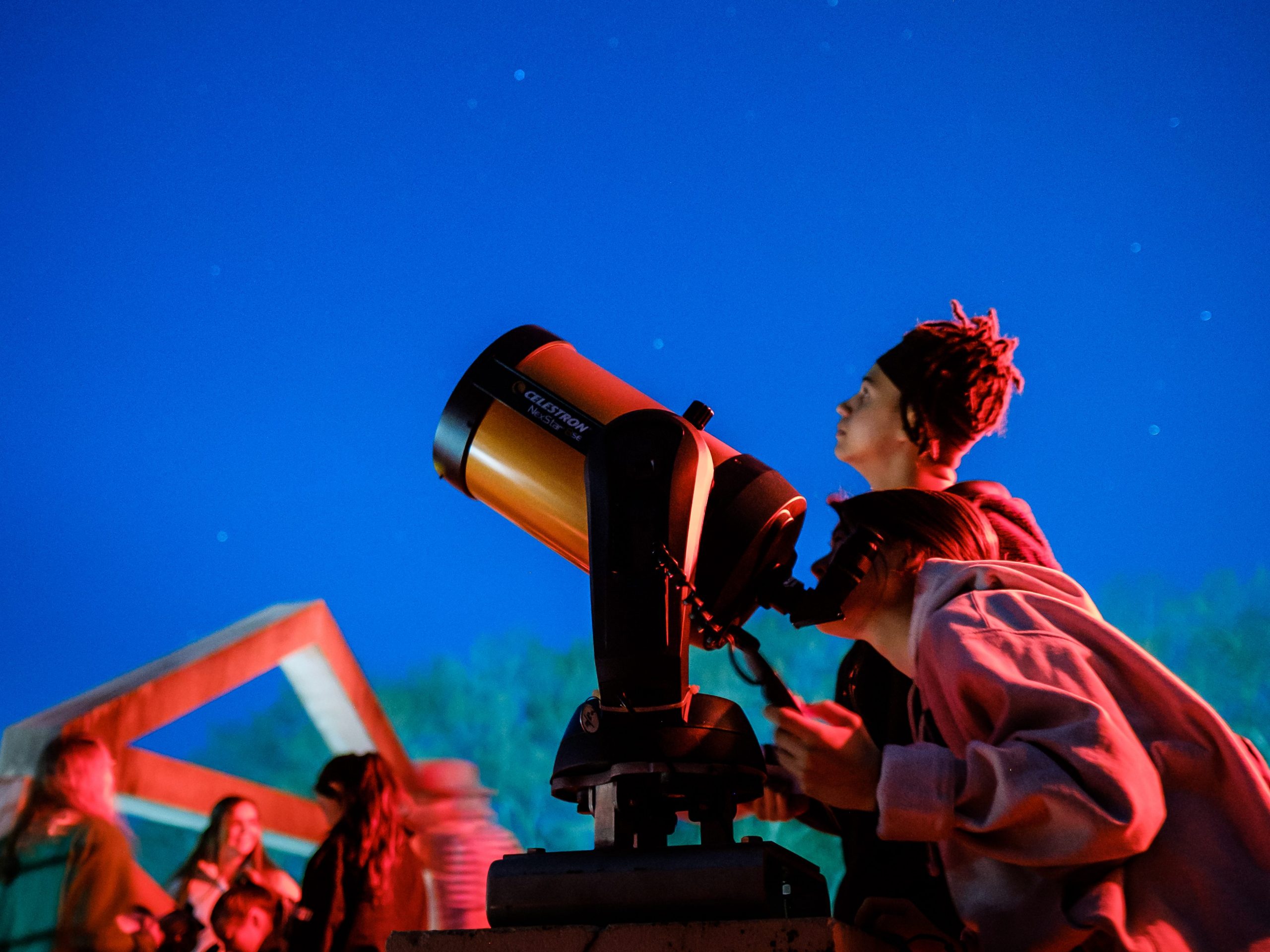 Wake Forest students learn to calculate the diameter of celestial objects using a telescope and basic trigonometry, in their astronomy class in Olin Hall on the evening of Thursday, March 28, 2019.