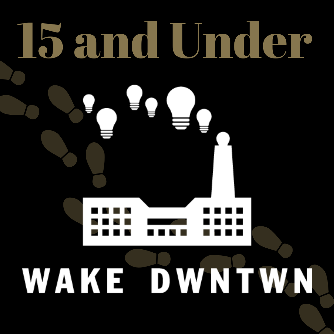 15 & Under Graphic, Wake Downtown Outline footsteps behind