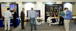 Overall views of the career and internship fair in the Benson University Center on Wednesday, January 22, 2003. ©2003 Wake Forest University Office of Creative Services. All Rights Reserved. Photo by Ken Bennett. 336-758-5379.