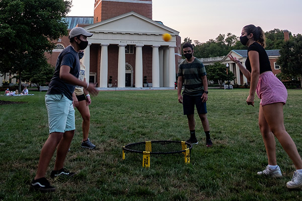 Students play spike ball