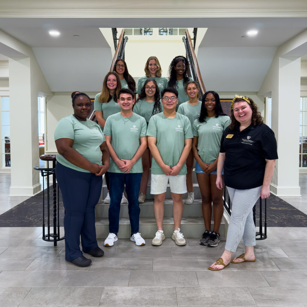 Huffman and Poteat staff photo with RAs, the CD, and the GHD