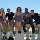 Students Sitting on Rail in Vienna 2011