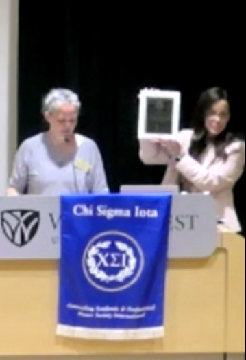 Drs. Moore and Farrell present plaque to Dr. Ivers commemorating new scholarship in his honor at the CSI Induction Ceremony on May 2, 2025.