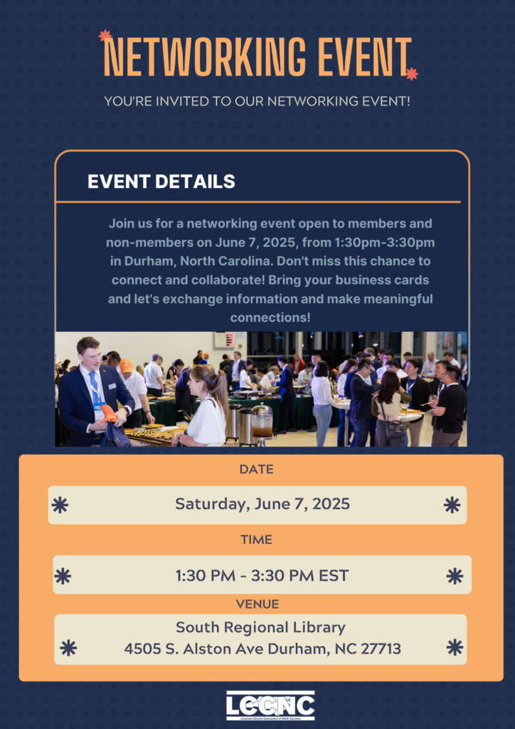 Networking Event
You're Invited to our networking event!
Event Details:
Join us for a networking event open to members and non-members on June 7, 2025, from 1:30pm-3:30pm in Durham, North Carolina. Don't miss this chance to connect and collaborate! Bring your business cards and let's exchange information and make meaningful connections!
Date: Saturday, June 7, 2025
Time: 1:30 pm - 3:30 pm EST
Venue: South Regional Library
4505 S. Alston Ave Durham, NC 27713