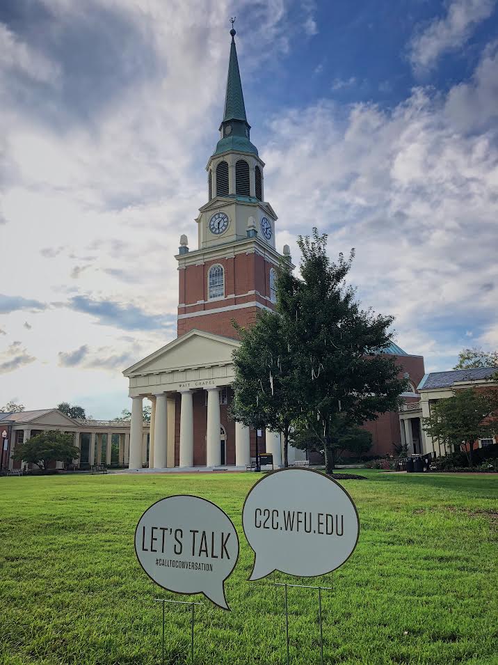 Wait Chapel with Call to Conversation Signs