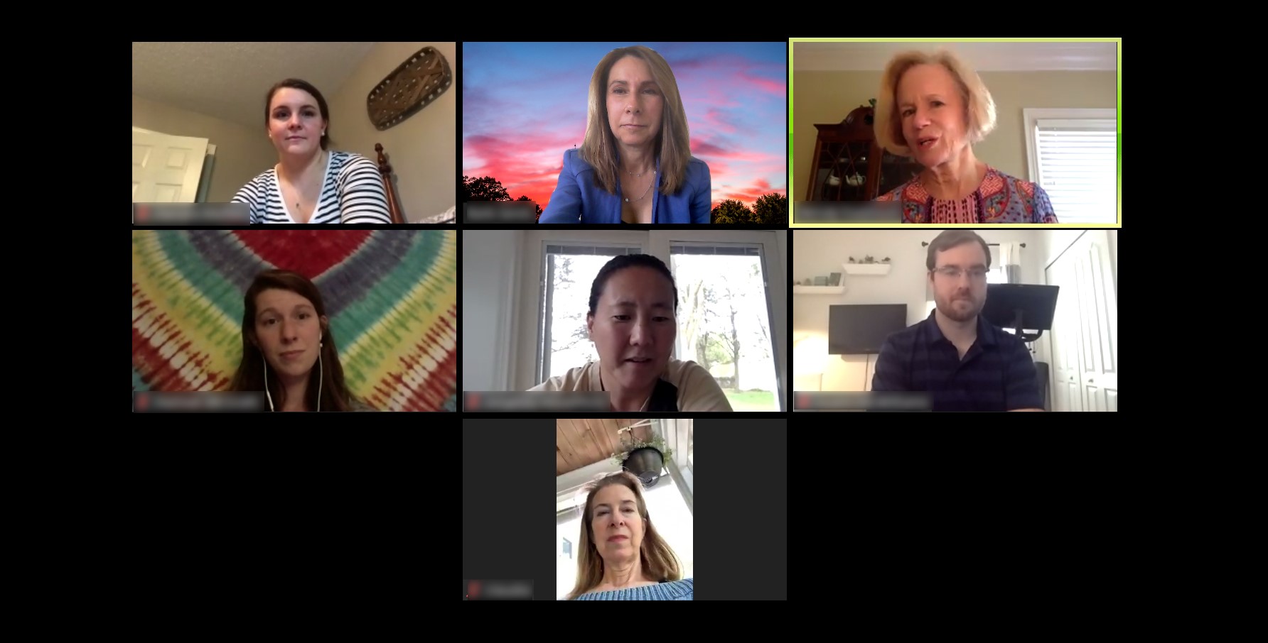 Screen shot of participants on a Virtual Call to Conversation Zoom call