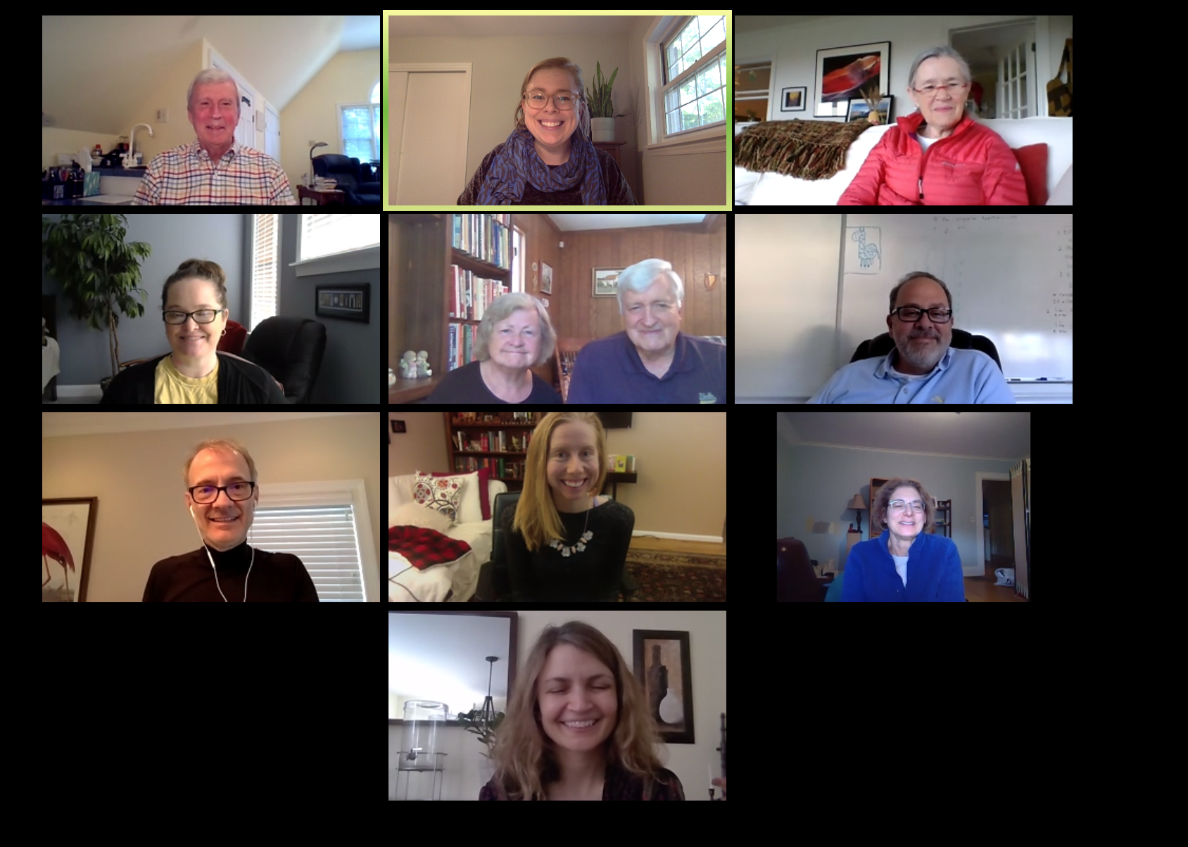 Screen shot of people participating in a Virtual Call to Conversation