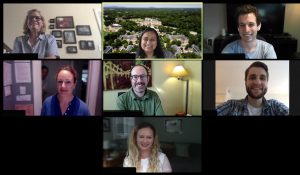 Screenshot group photo of 7 people participating in a virtual C2C