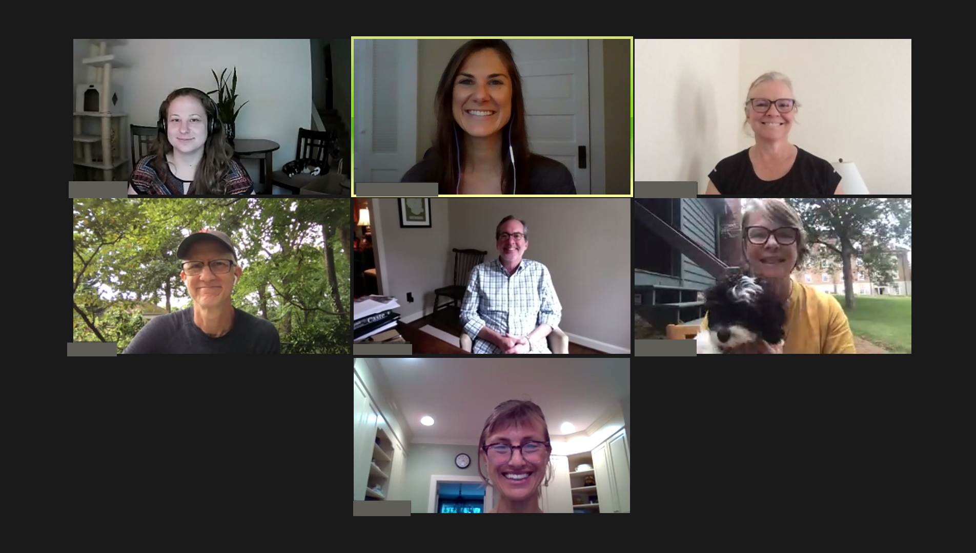 Screenshot of 7 participants in a Virtual Call to Conversation