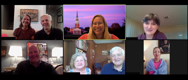 Screenshot group photo of 8 participants in a Virtual Call to Conversation 