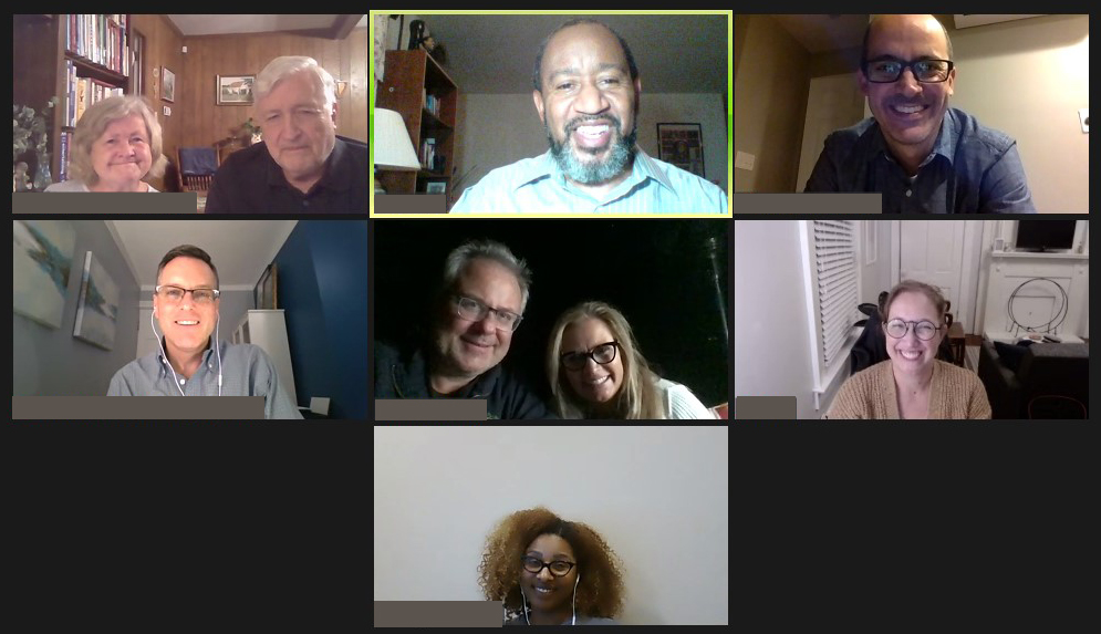 Screenshot group photo of nine participants in a Virtual C2C