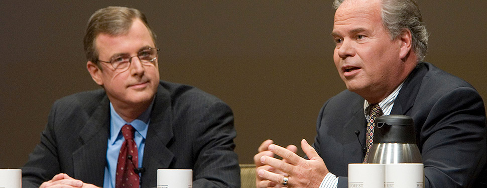 John Medica and Eric Wiseman at a panel discussion.