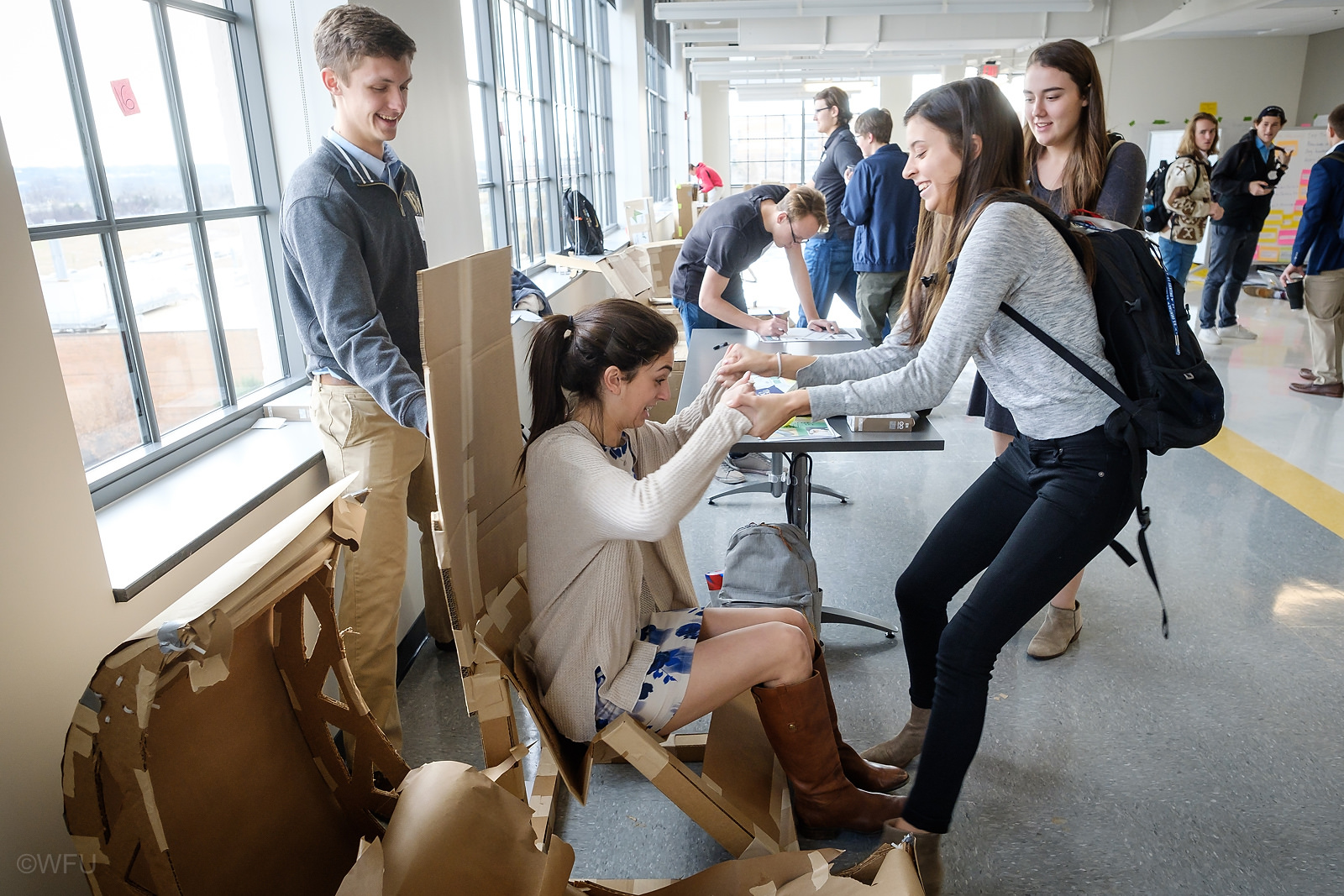 WFU Engineering students take part in a class demonstration