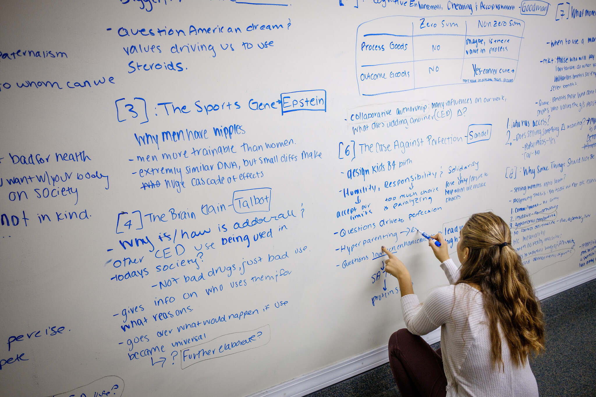 student writing on whiteboard