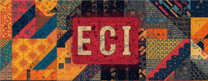 Quilt with the letters ECI (Educating Character Initiative) printed in the center