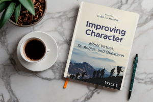 Mockup of the book Improving Character on a table