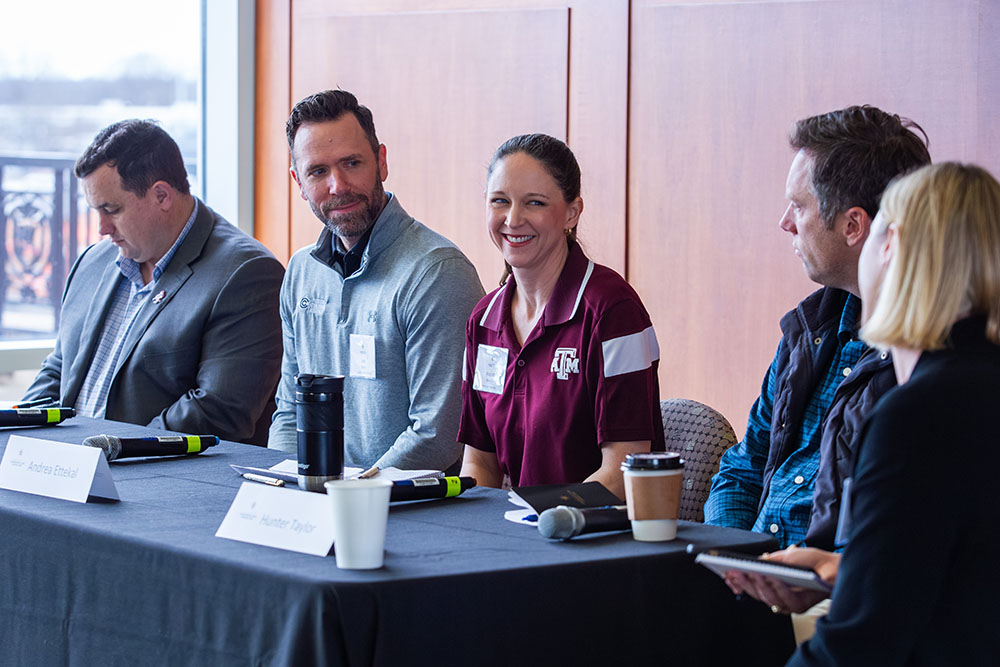 Andrea Ettekal of Texas A&M, center, during her panel, “Character-Growth Supportive Coaching.”
