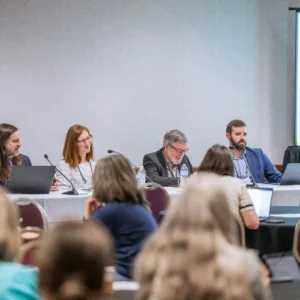 four faculty members speak on a panel