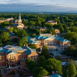 Wake Forest University photographed from a drone